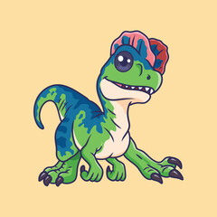 Cute dinosaur Dilophosaurus cartoon character vector Illustration.