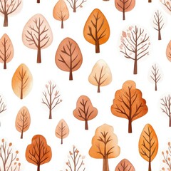 A vibrant pattern featuring various autumn trees in warm hues, perfect for seasonal designs and nature-themed projects.