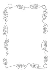 Single Line Art Floral Pattern Border Frame. Graphic design copy space element concept vector