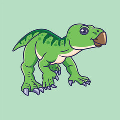 Cute dinosaur iguanodon cartoon character vector Illustration.