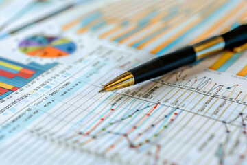 Accounting in Charts Spreadsheets and Calculator for Business Financial Review and Market Stock Research on Desk