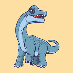 Cute dinosaur Brachiosaurus cartoon character vector Illustration.