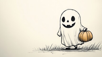 Obraz premium Hand drawn halloween ghost 
