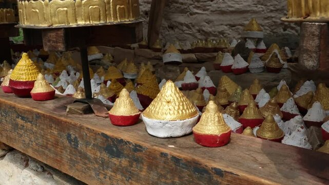 Tsa Tsas made with ashes of the deads, Wangchang Gewog, Paro, Bhutan