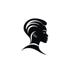A modern logo design featuring the silhouette of an elegant person in profile, with sharp lines that convey sophistication against a white background, the figure is stylized to be both male and female
