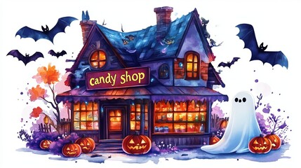 Fototapeta premium Halloween concept haunted candy house