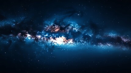 A Cosmic Tapestry of Stars and Nebulae in a Deep Blue Sky