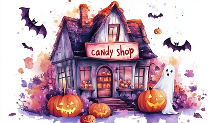 Halloween concept haunted candy house
