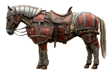 Mammal knight horse isolated on white or transparent background