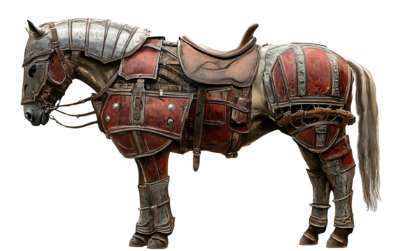 Mammal knight horse isolated on white or transparent background