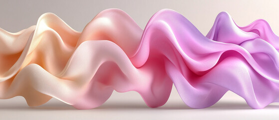 Obraz premium A beautiful wave of silky fabric in soft pastel hues of pink, cream, and lavender, creating a sense of elegance and tranquility.