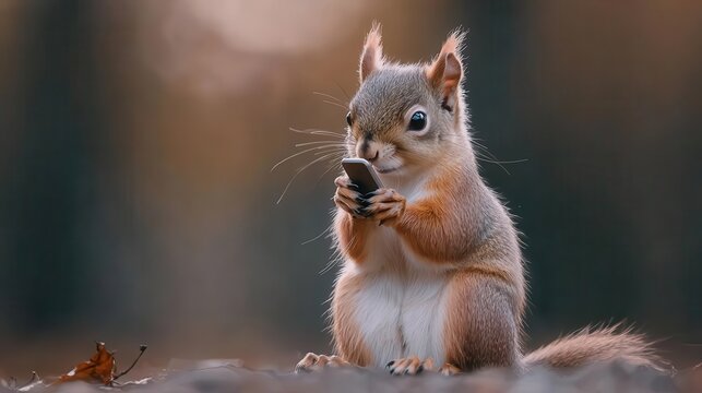 Squirrel holding a nut, white isolate background