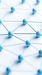 Abstract 3D Model Visualization of Interconnected Framework with Soft Blue Accents on Minimal White Background