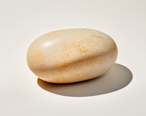 Serenity in Simplicity: Minimalist White Surface with Neutral Pebble under Soft Light