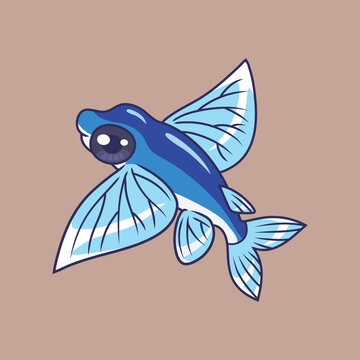 recommend clip art: Cute flying fish animal cartoon character vector Illustration.