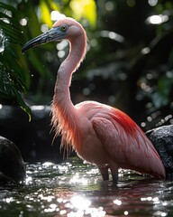 Fototapeta premium Pink Heron in Water.