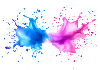 Obraz premium Dripping Paint Splash in Black, Blue, and Pink on White Background