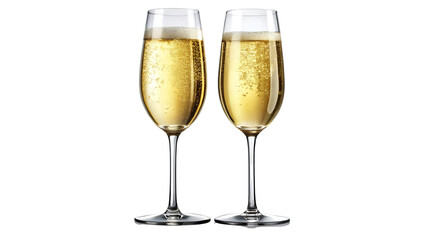 Two Glasses of Champagne on a Transparent Background