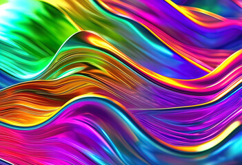 chrome metal wave background, colorful modern high tech abstract background