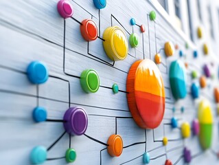 Colorful Street Art Wall Showcasing a Strategic Business Plan with Key Objectives and Timeline