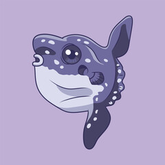 Cute mola fish animal cartoon character vector Illustration.