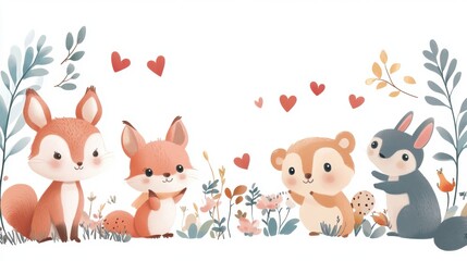 Naklejka premium Cute Animal Friends.