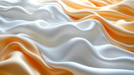 Obraz premium Elegant silk fabric gracefully draped in soft white and golden hues, creating a luxurious and soothing visual experience.