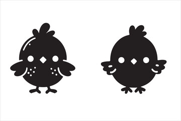 Cute Chicken baby silhouettes vector