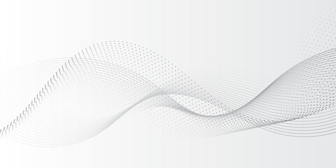 Abstract grey, white smooth element swoosh speed wave modern stream background. Wave lines created using blend tool and dots. abstract frequency sound wave lines and twisted curve lines background.	