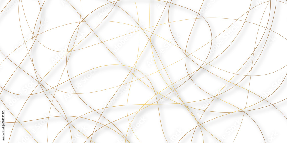 Leinwandbilder White abstract background with golden diagonal lines and shadows. modern random pattern line stroke transparent background. Simple gold scribble line backdrop Minimal style website banner design.	