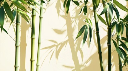 Lush Bamboo Foliage in a Tropical Forest Background