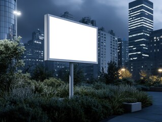 Fototapeta premium A striking mock-up of a billboard positioned in a bustling urban environment
