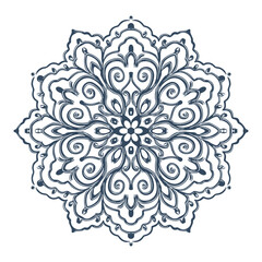 Monochrome mandala isolated on white background.  Hand-drawn illustration. Vector.