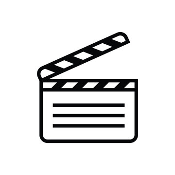 recommend clip art: Film clapper line icon, Movie clapperboard, Cinema clapboard, Production studio, Media cinematography symbol design stock illustration
