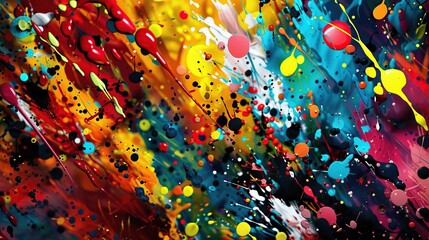 Fototapeta premium A collection of colorful abstract splatter patterns arranged in a dynamic composition