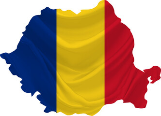 National Day of Romania - Waving Cloth Flag Map - 1 December Ziua Națională a Rom&acirc;niei