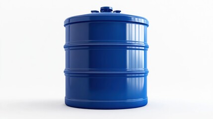 A single blue barrel with a white background.