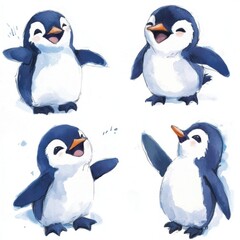 Obraz premium Cute Penguin Watercolor.