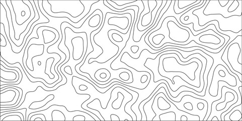 Abstract black & white topographic Contour Scheme and Terrain on old paper. Geographic mountain terrain. Contour map background. Cartographic Weave with seamless striped patterns and wavy Lines