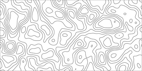 Abstract black & white topographic Contour Scheme and Terrain on old paper. Geographic mountain terrain. Contour map background. Cartographic Weave with seamless striped patterns and wavy Lines