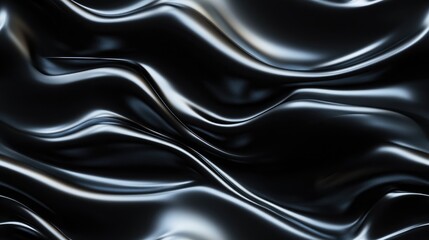 Obraz premium 3D rendered seamless texture of soft waves on a glossy black background