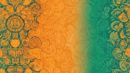 Baby shower flyer and banner template featuring a mandala background with Indian design elements Raster wedding invitation thank you card save the date and baby shower cards in orange green and ye