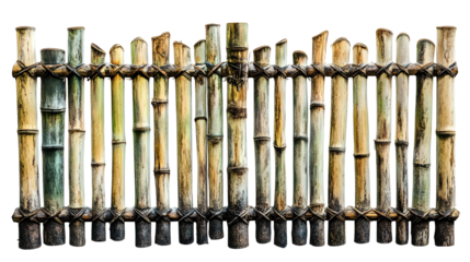 Photography of Rustic Bamboo Fence on Isolated White Background