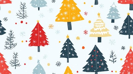 Obraz premium Seamless pattern of Christmas trees for use in fabrics textiles packaging gifts cards linens and wrapping paper for the new year