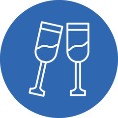 Champagne Glasses line circle icon