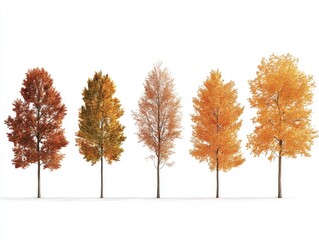 autumn trees isolated on white