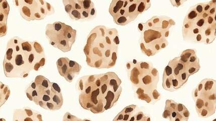 Leopard skin seamless pattern featuring watercolor illustration in brown and beige shades showcasing wild animal spots Ideal decorative element for fabric design endless patterns wrapping paper or
