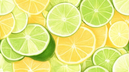 Seamless Pattern of Lemon and Lime Slices