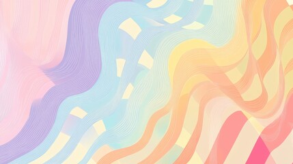 Colorful abstract line art illustration featuring soft sweet tones with alternating colors set against a checkered background