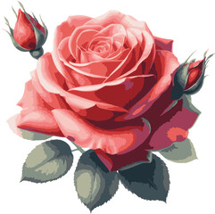 Beautiful Watercolor Red Rose Bundle Illustration